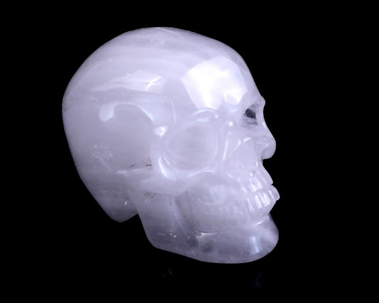 Nicedony 3.0" Angolan Quartz Hand Carved Realistic Skull Sculpture