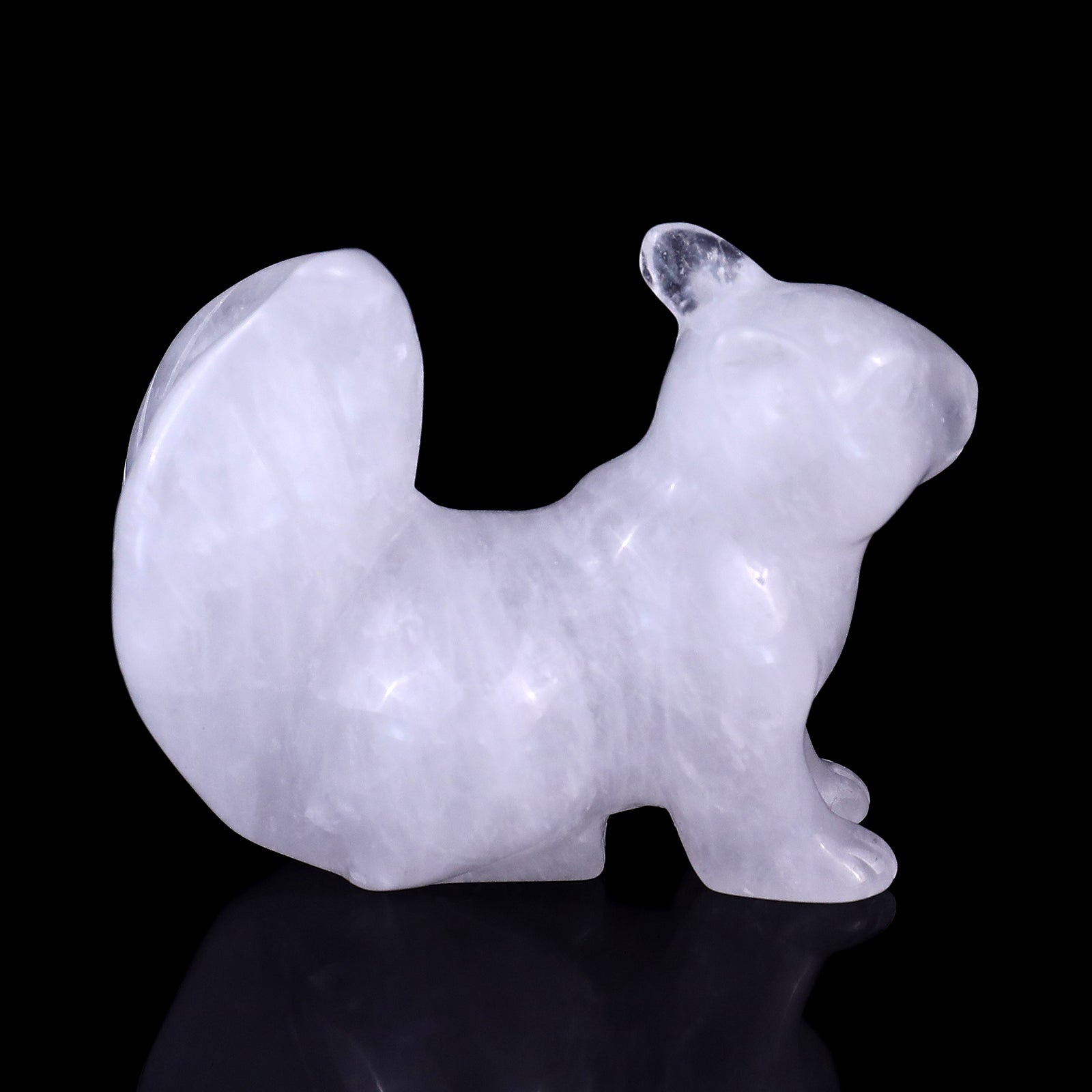 Nicedony 3.0" Angolan Quartz Hand Carved Crystal Squirrel Sculpture - View 5