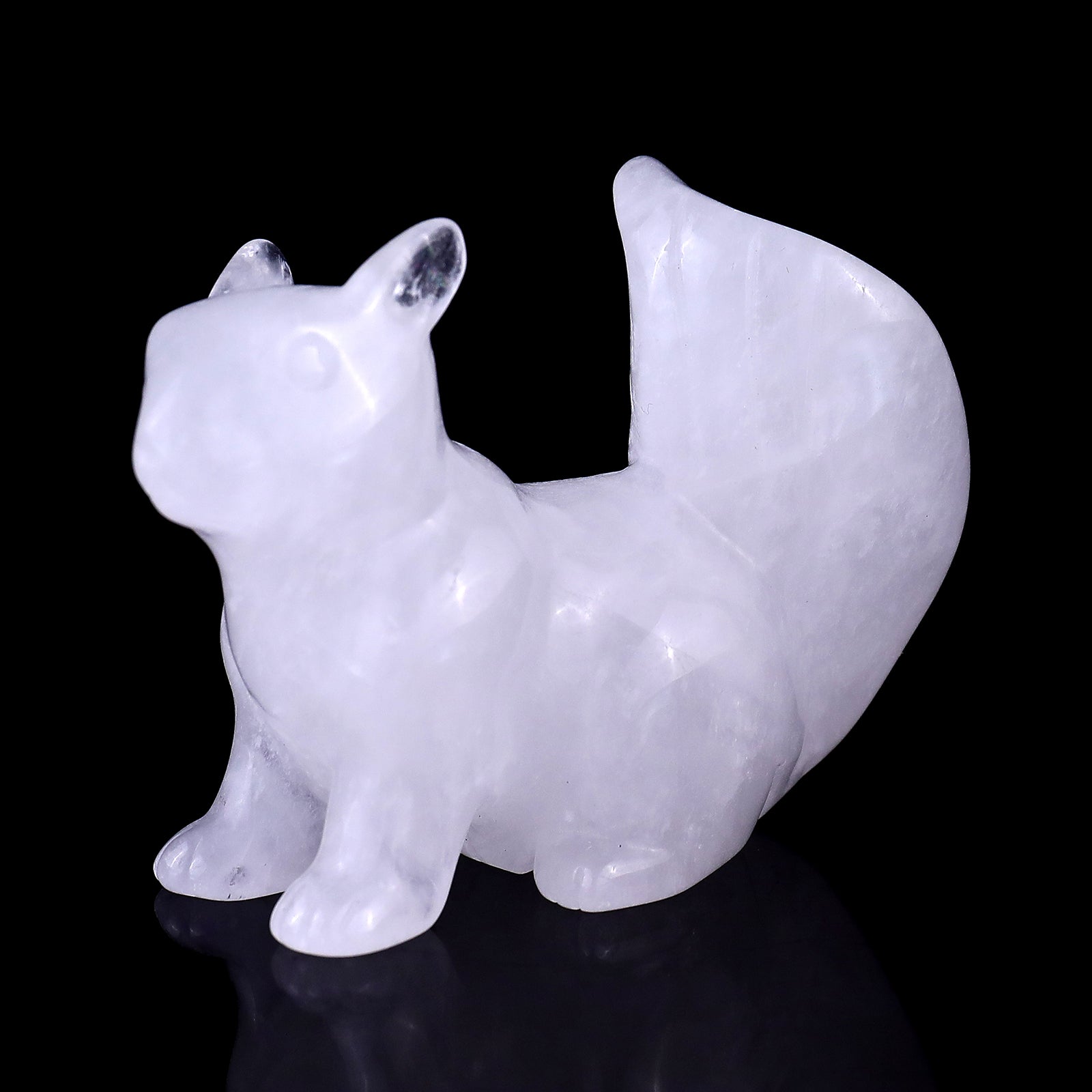 Nicedony 3.0" Angolan Quartz Hand Carved Crystal Squirrel Sculpture