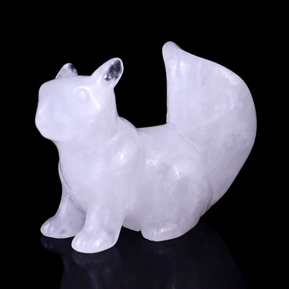 Nicedony 3.0" Angolan Quartz Hand Carved Crystal Squirrel Sculpture
