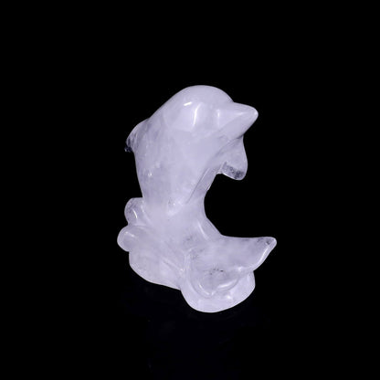Nicedony 3.0" Angolan Quartz Rock Hand Carved Dolphin Sculpture