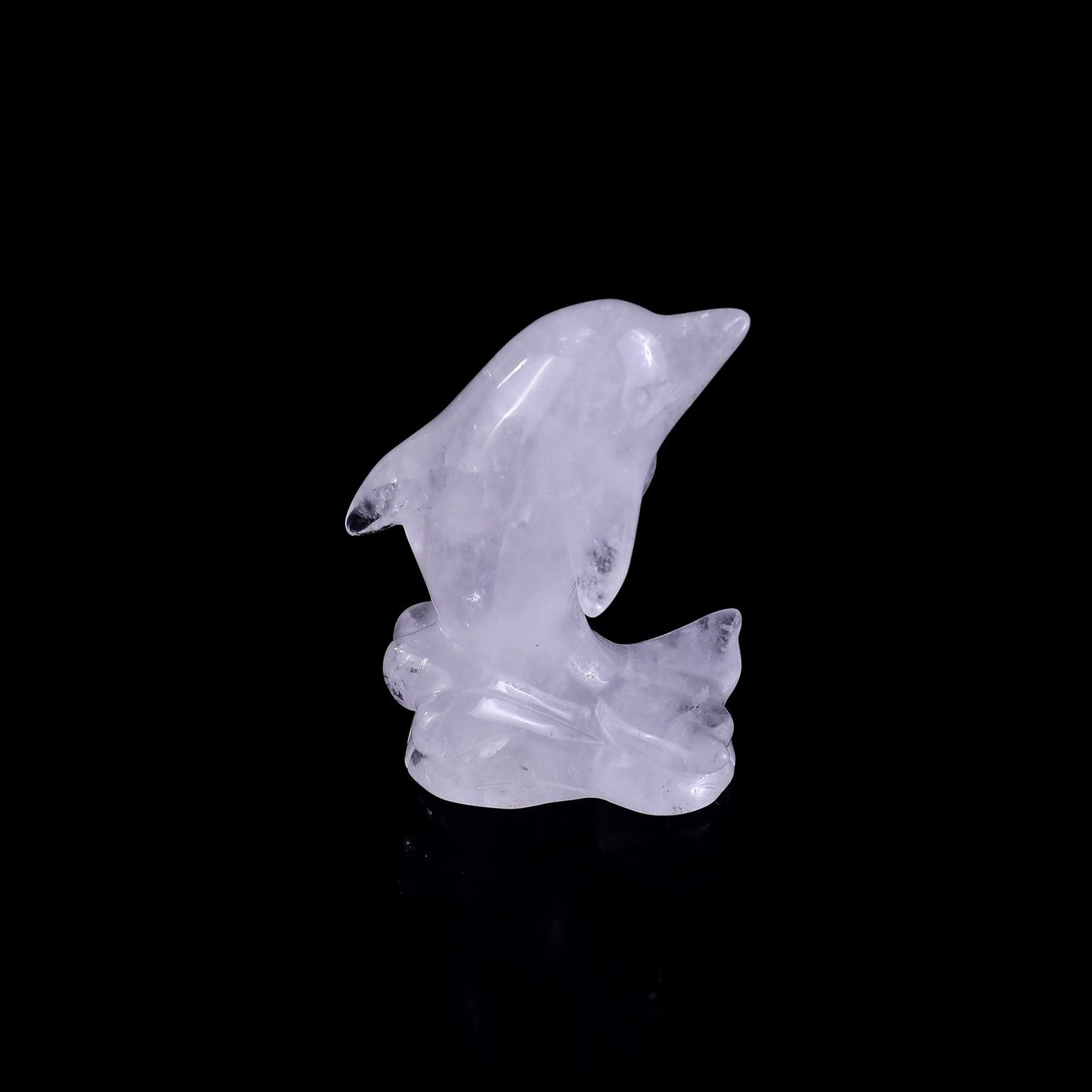 Nicedony 3.0" Angolan Quartz Rock Hand Carved Dolphin Sculpture - View 3