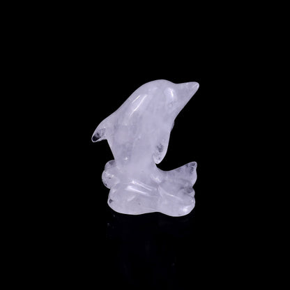 Nicedony 3.0" Angolan Quartz Rock Hand Carved Dolphin Sculpture - View 3