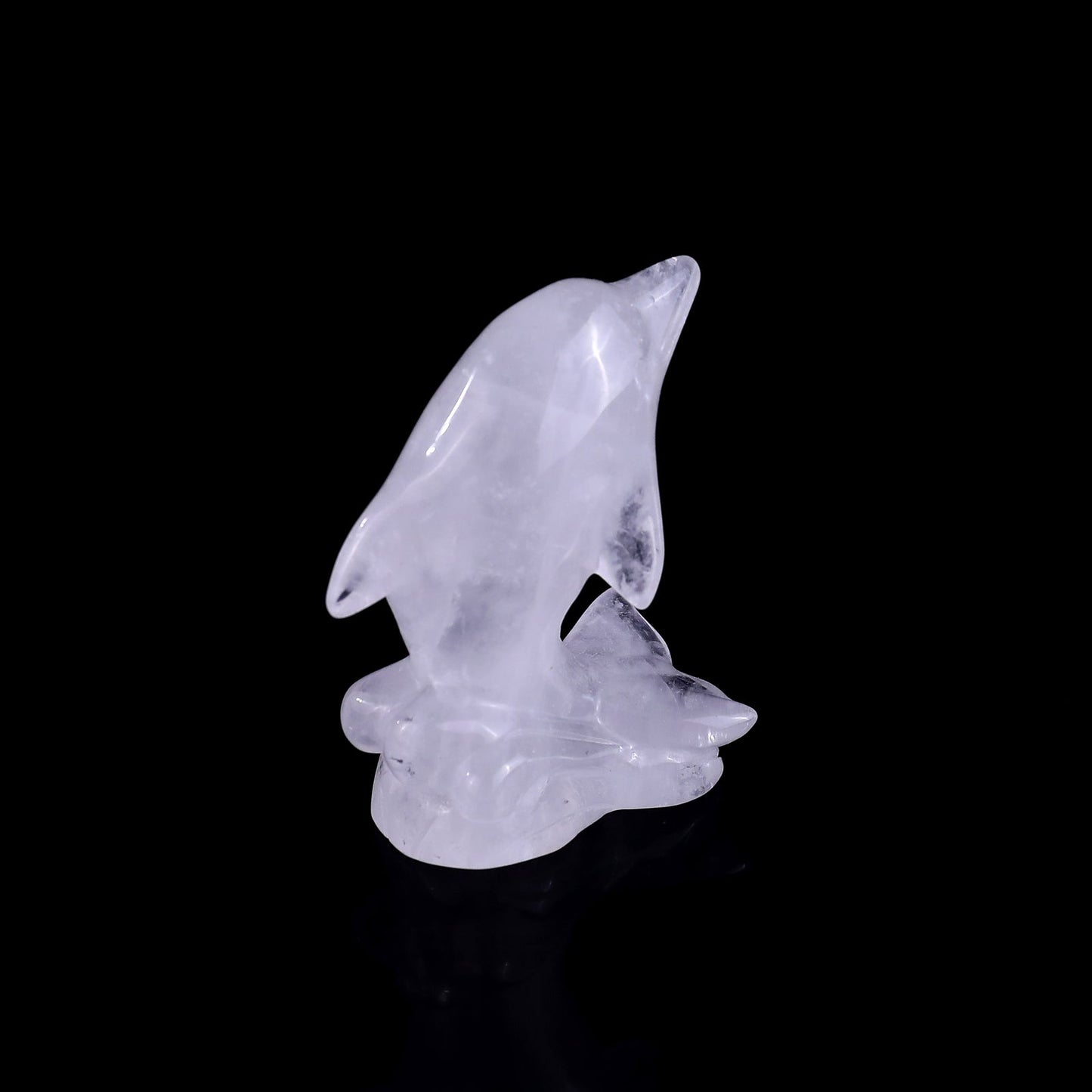 Nicedony 3.0" Angolan Quartz Rock Hand Carved Dolphin Sculpture - View 4