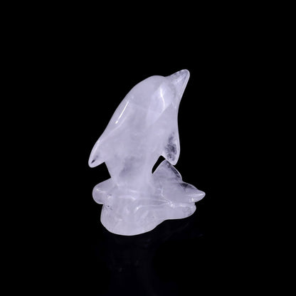 Nicedony 3.0" Angolan Quartz Rock Hand Carved Dolphin Sculpture - View 4