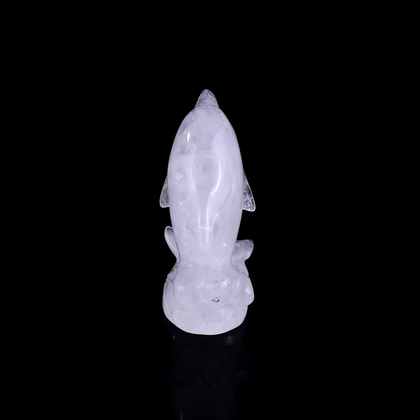 Nicedony 3.0" Angolan Quartz Rock Hand Carved Dolphin Sculpture - View 5