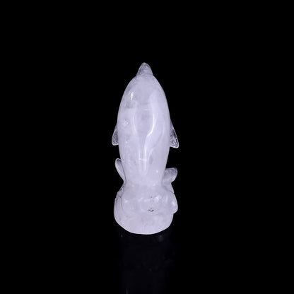 Nicedony 3.0" Angolan Quartz Rock Hand Carved Dolphin Sculpture - View 5