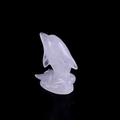 Nicedony 3.0" Angolan Quartz Rock Hand Carved Dolphin Sculpture - View 6