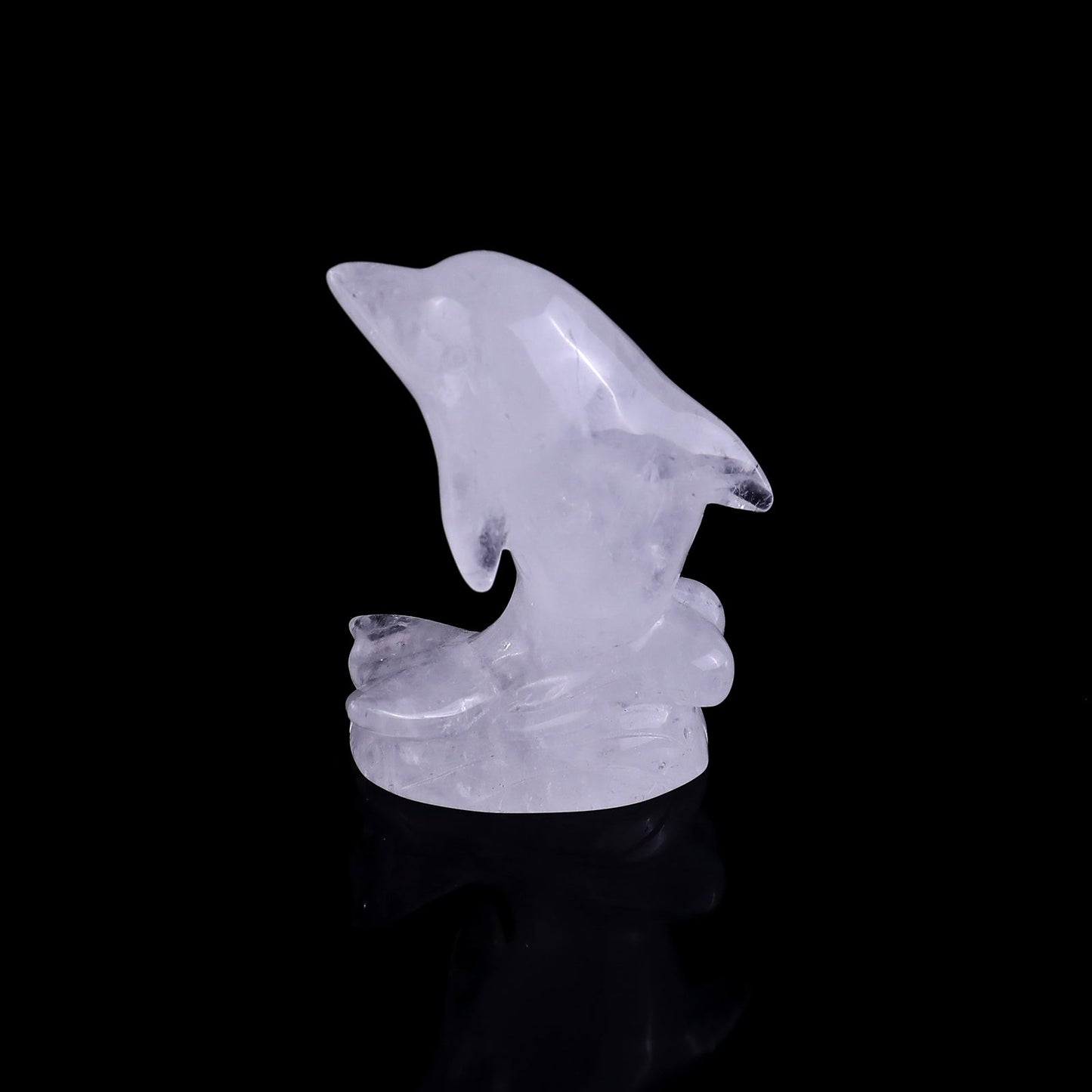 Nicedony 3.0" Angolan Quartz Rock Hand Carved Dolphin Sculpture - View 7