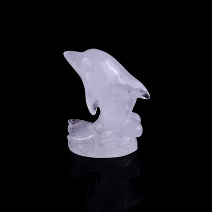 Nicedony 3.0" Angolan Quartz Rock Hand Carved Dolphin Sculpture - View 7
