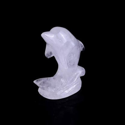 Nicedony 3.0" Angolan Quartz Rock Hand Carved Dolphin Sculpture - View 9