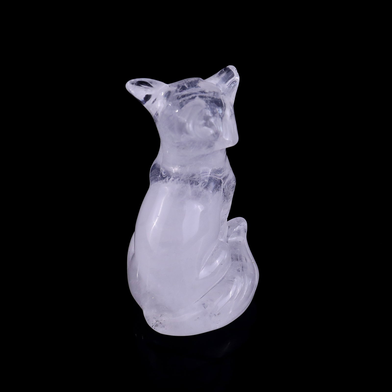 Nicedony 3.0" Angolan Quartz Rock Hand Carved Crystal Fox Sculpture - View 4