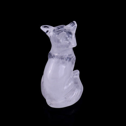 Nicedony 3.0" Angolan Quartz Rock Hand Carved Crystal Fox Sculpture - View 4