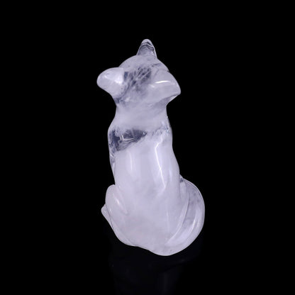 Nicedony 3.0" Angolan Quartz Rock Hand Carved Crystal Fox Sculpture - View 5