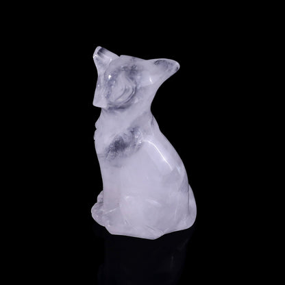 Nicedony 3.0" Angolan Quartz Rock Hand Carved Crystal Fox Sculpture - View 6