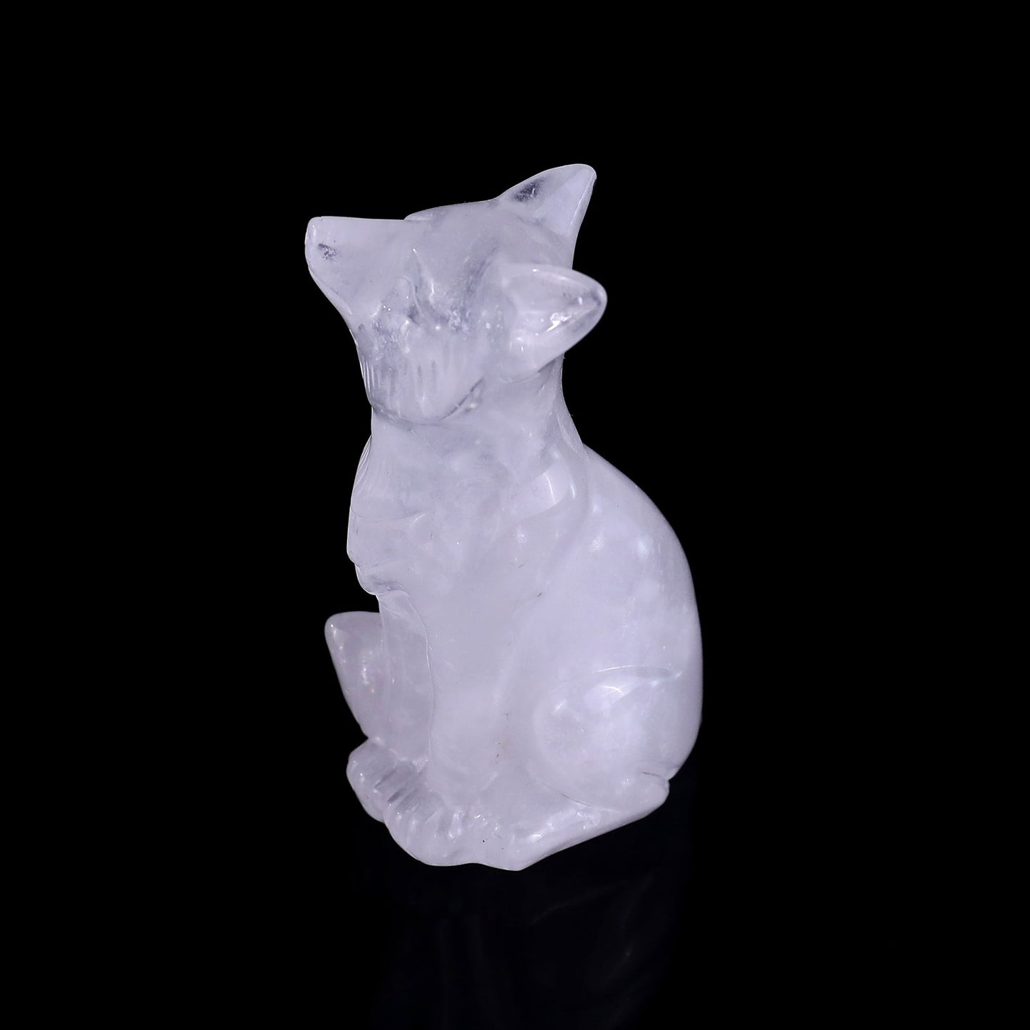Nicedony 3.0" Angolan Quartz Rock Hand Carved Crystal Fox Sculpture - View 7