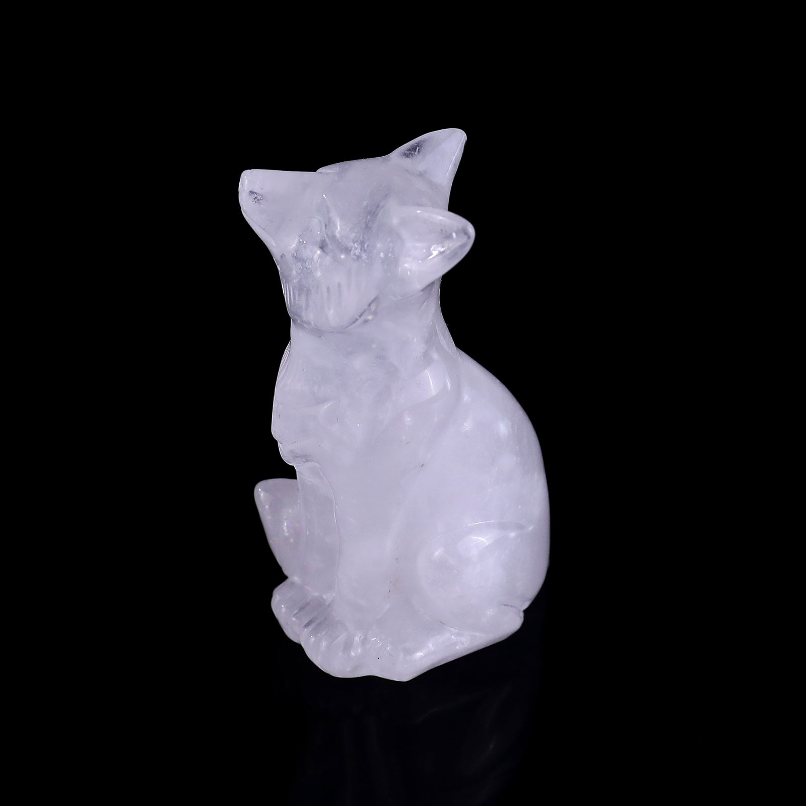 Nicedony 3.0" Angolan Quartz Rock Hand Carved Crystal Fox Sculpture - View 7