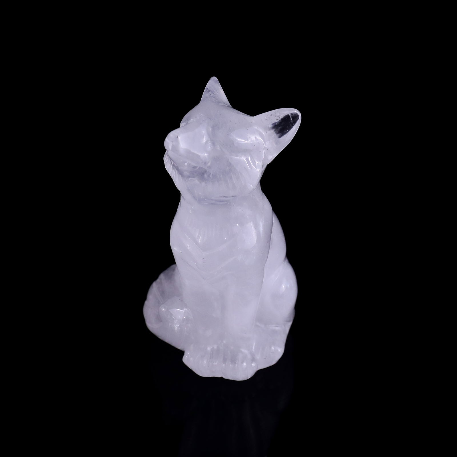 Nicedony 3.0" Angolan Quartz Rock Hand Carved Crystal Fox Sculpture - View 9