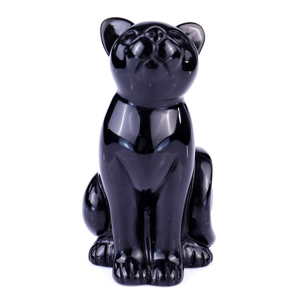 Nicedony 3.0" Black Obsidian Hand Carved Crystal Cat Sculpture - View 2