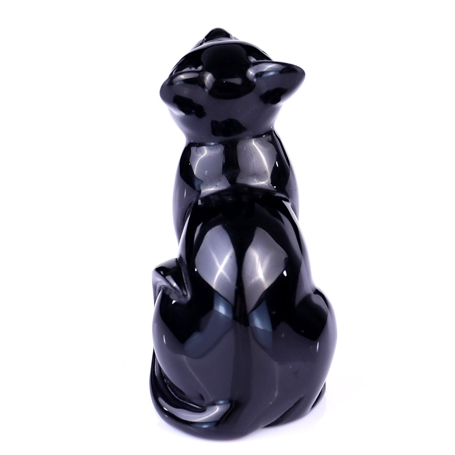 Nicedony 3.0" Black Obsidian Hand Carved Crystal Cat Sculpture - View 5