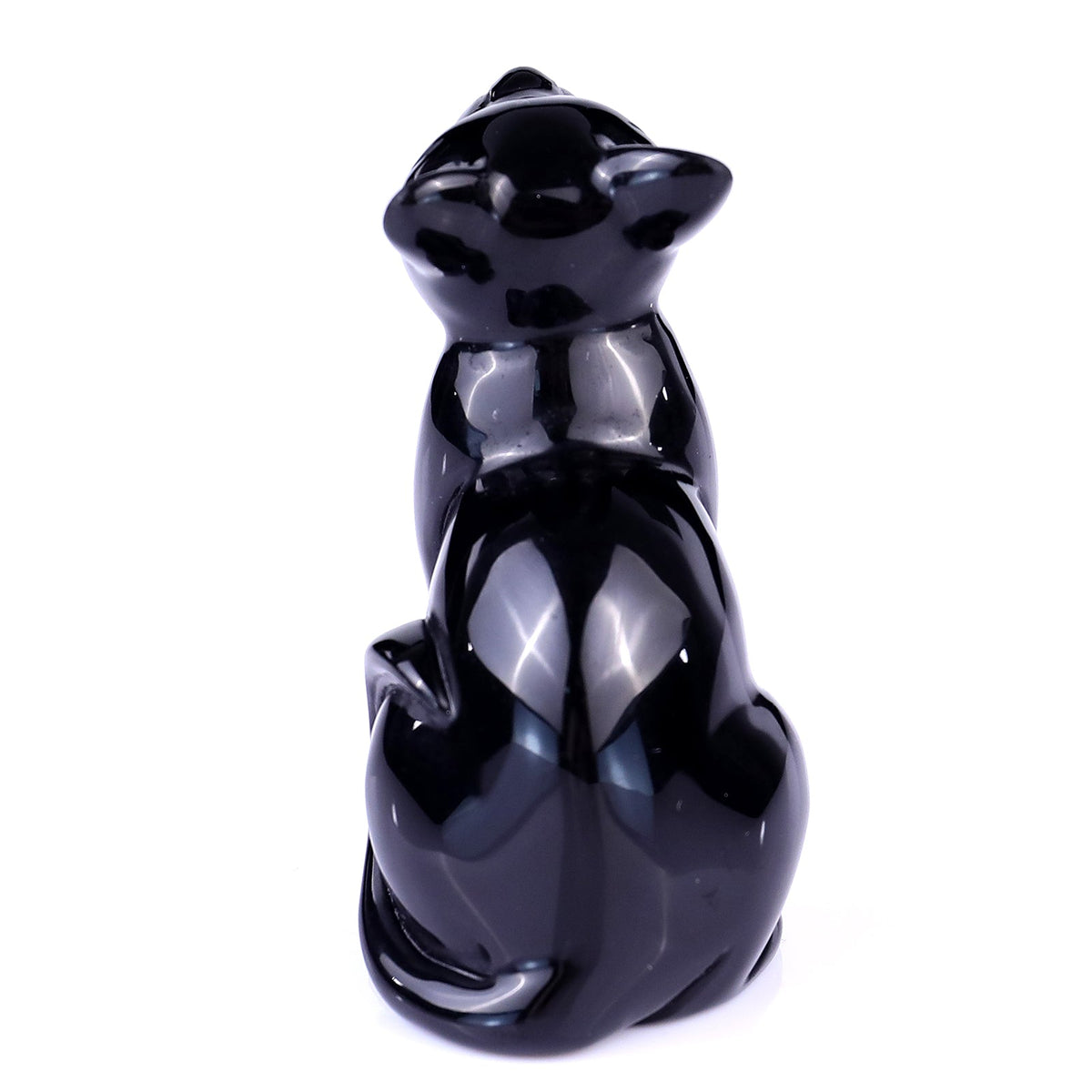 Nicedony 3.0" Black Obsidian Hand Carved Crystal Cat Sculpture (SKU: 2100192) - Photo 5