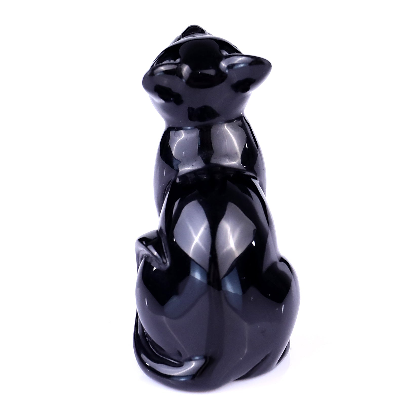 Nicedony 3.0" Black Obsidian Hand Carved Crystal Cat Sculpture - View 5