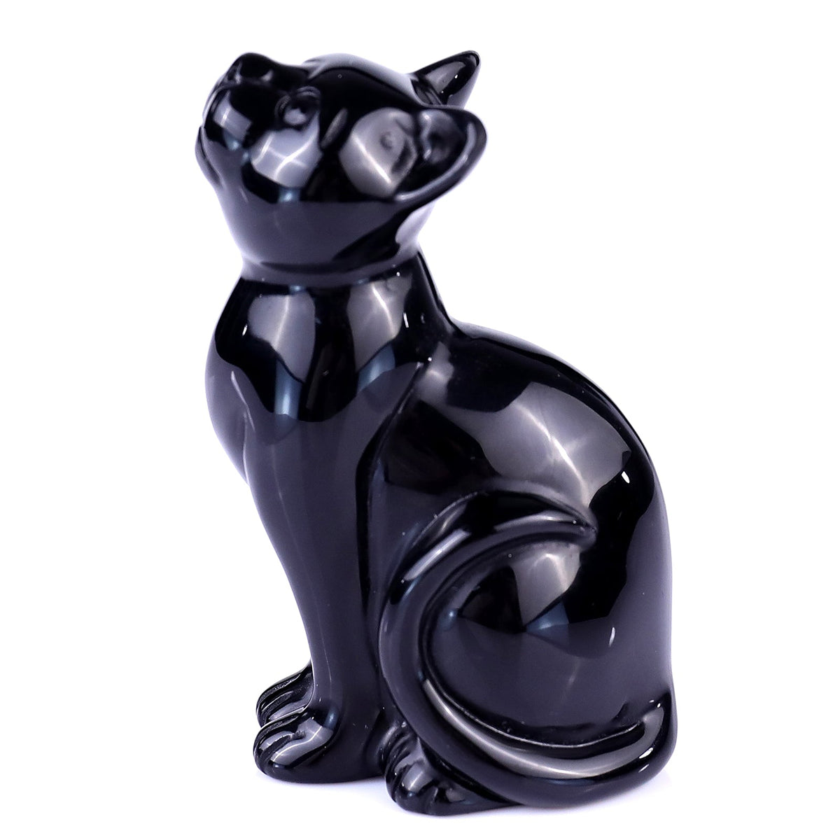 Nicedony 3.0" Black Obsidian Hand Carved Crystal Cat Sculpture (SKU: 2100192) - Photo 4