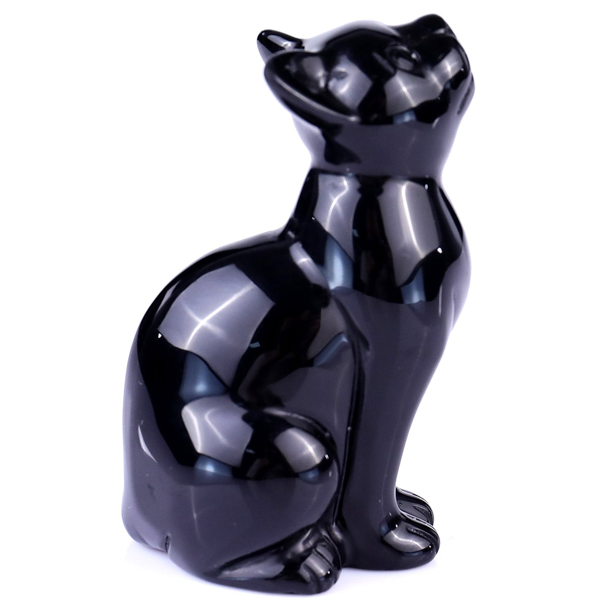 Nicedony 3.0" Black Obsidian Hand Carved Crystal Cat Sculpture (SKU: 2100192) - Photo 3