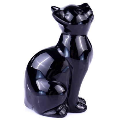 Nicedony 3.0" Black Obsidian Hand Carved Crystal Cat Sculpture - View 3