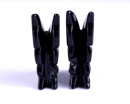 Nicedony 3.0" Black Obsidian Hand Carved Flower Faerie Sculpture - View 6
