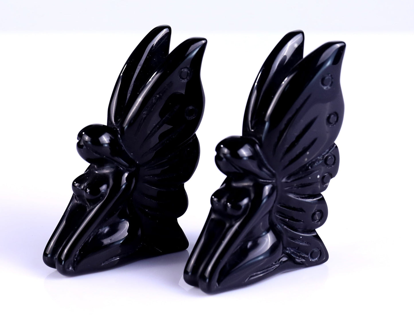 Nicedony 3.0" Black Obsidian Hand Carved Flower Faerie Sculpture