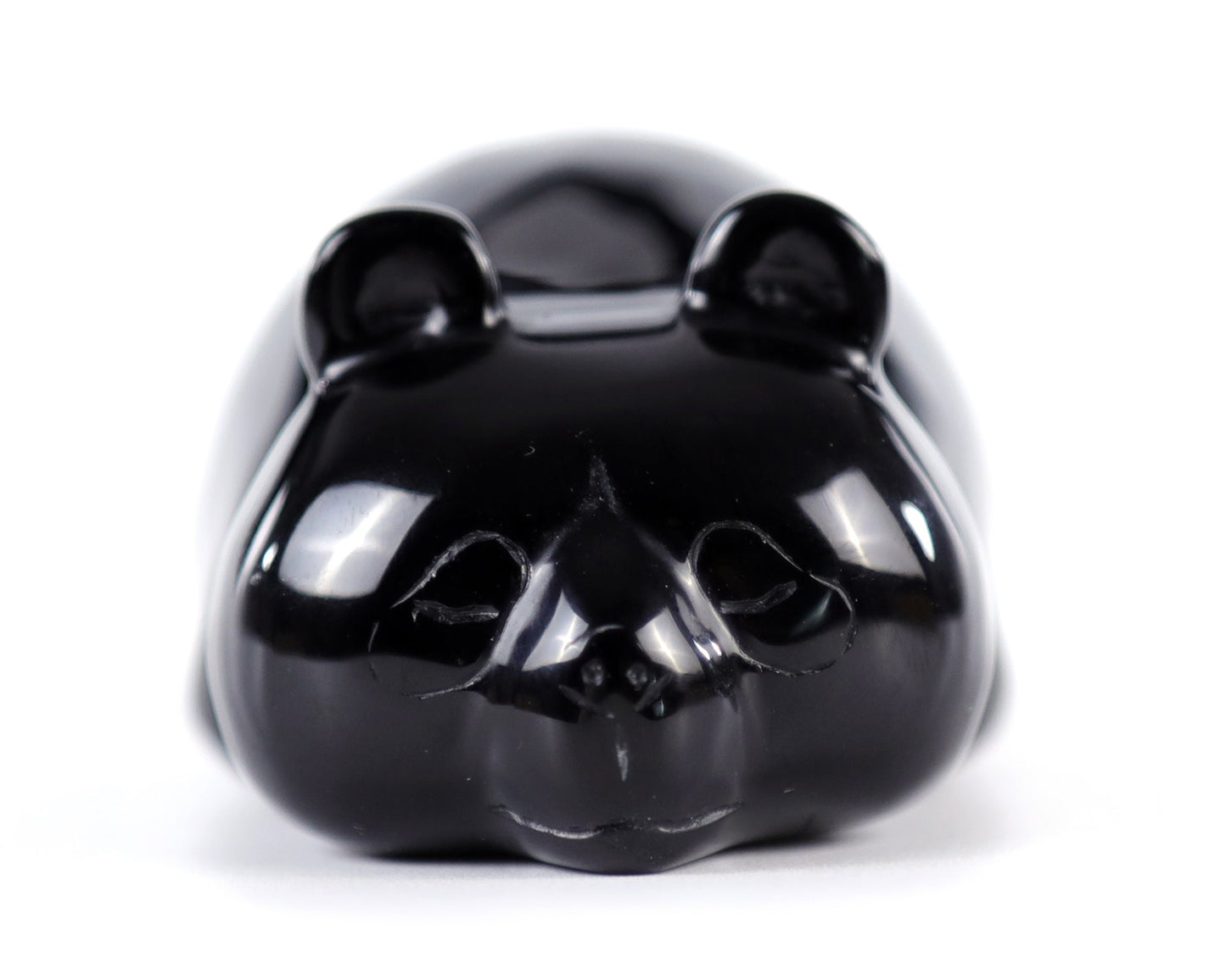 Nicedony 3.0" Black Obsidian Hand Carved Crystal Panda Sculpture - #3100003