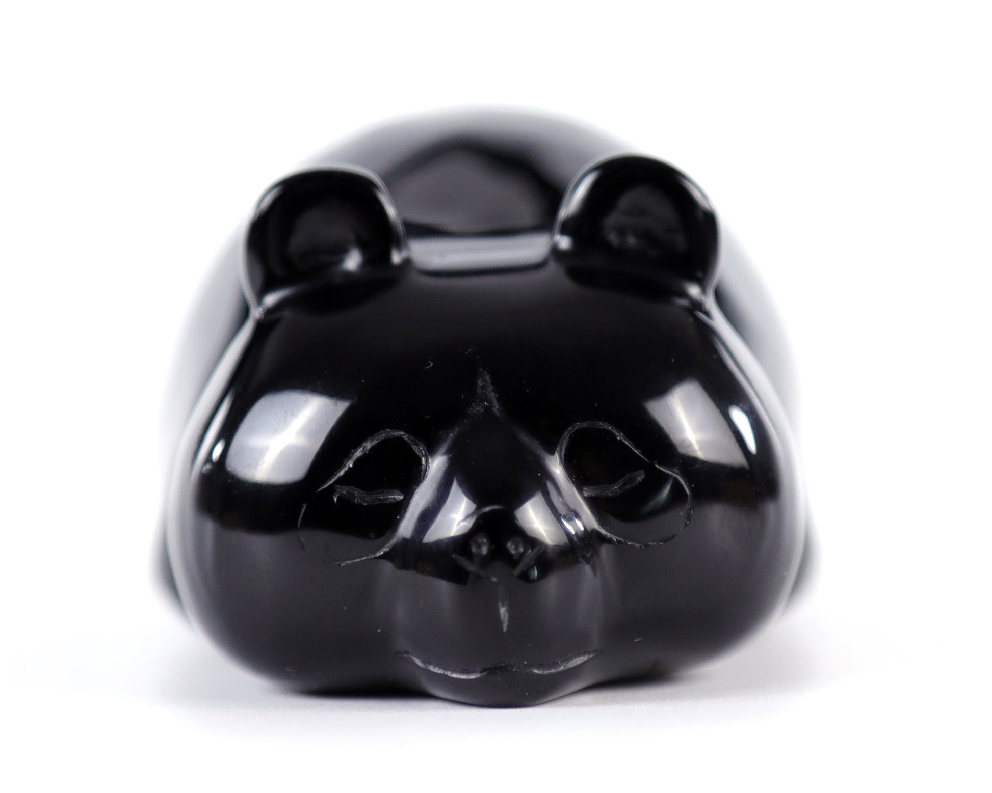 Nicedony 3.0" Black Obsidian Hand Carved Crystal Panda Sculpture - #3100003