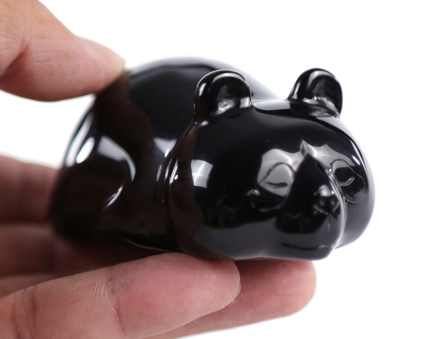 Nicedony 3.0" Black Obsidian Hand Carved Crystal Panda Sculpture - View 9
