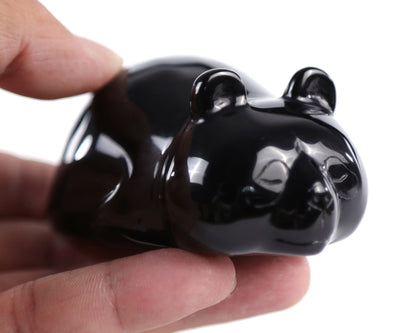 Nicedony 3.0" Black Obsidian Hand Carved Crystal Panda Sculpture - View 9