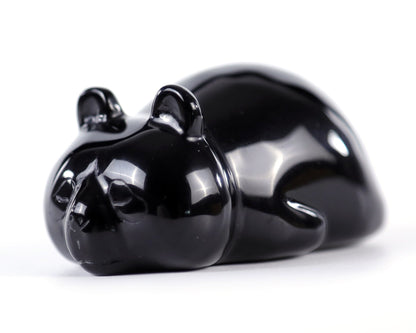 Nicedony 3.0" Black Obsidian Hand Carved Crystal Panda Sculpture - View 6
