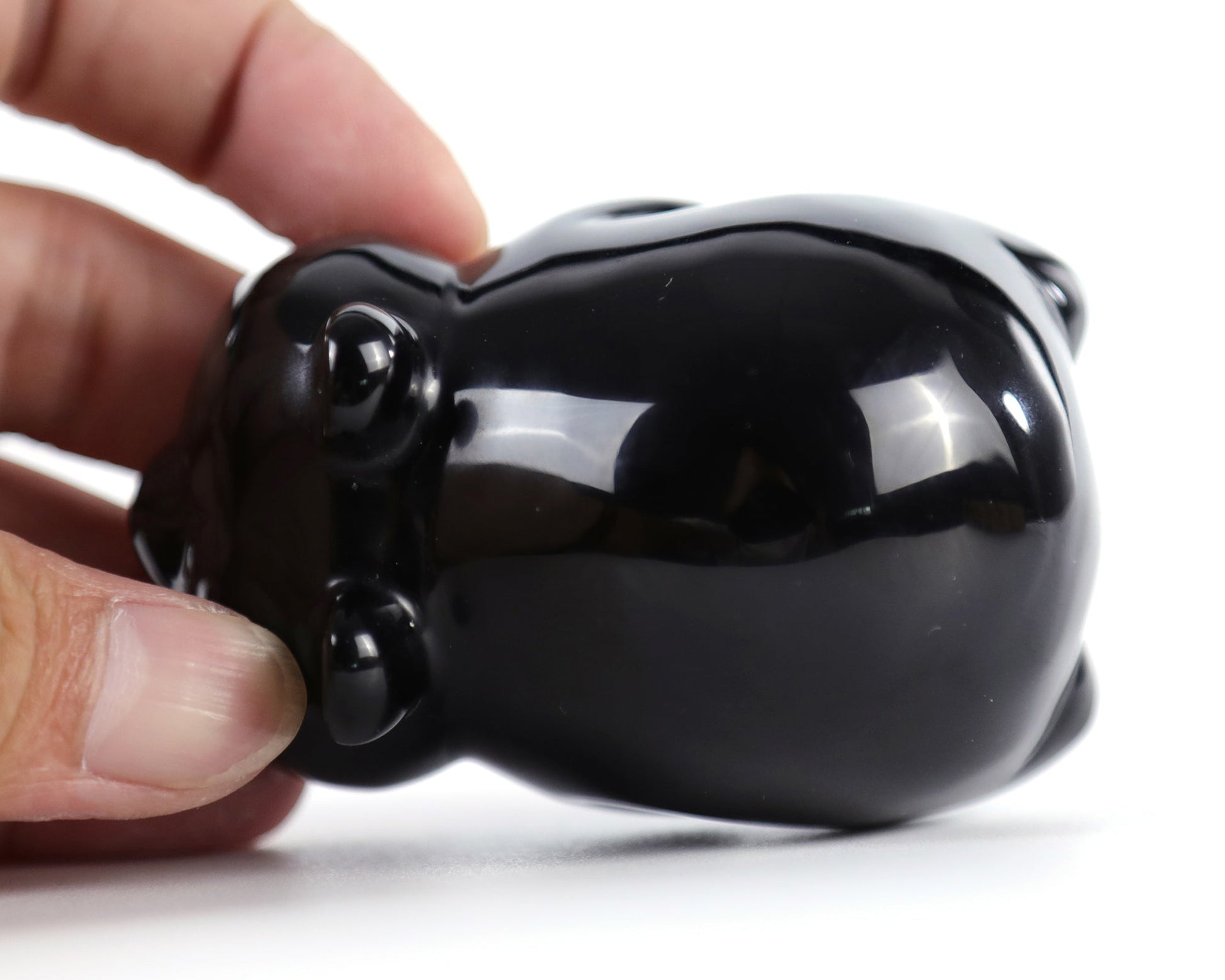 Nicedony 3.0" Black Obsidian Hand Carved Crystal Panda Sculpture - View 8
