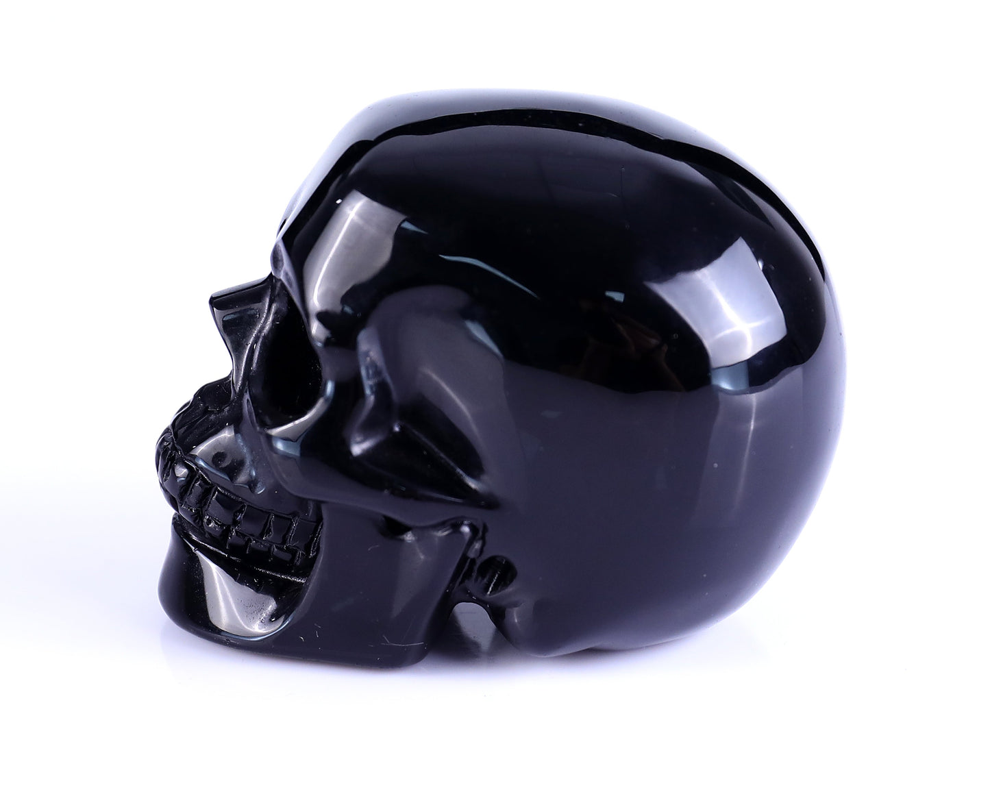Nicedony 3.0" Black Obsidian Hand Carved Realistic Skull Sculpture - View 5