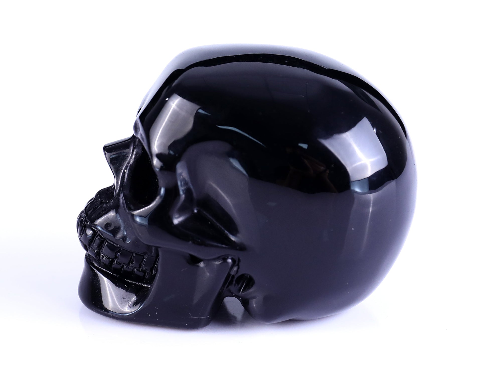 Nicedony 3.0" Black Obsidian Hand Carved Realistic Skull Sculpture - View 5