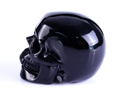 Nicedony 3.0" Black Obsidian Hand Carved Realistic Skull Sculpture - View 5