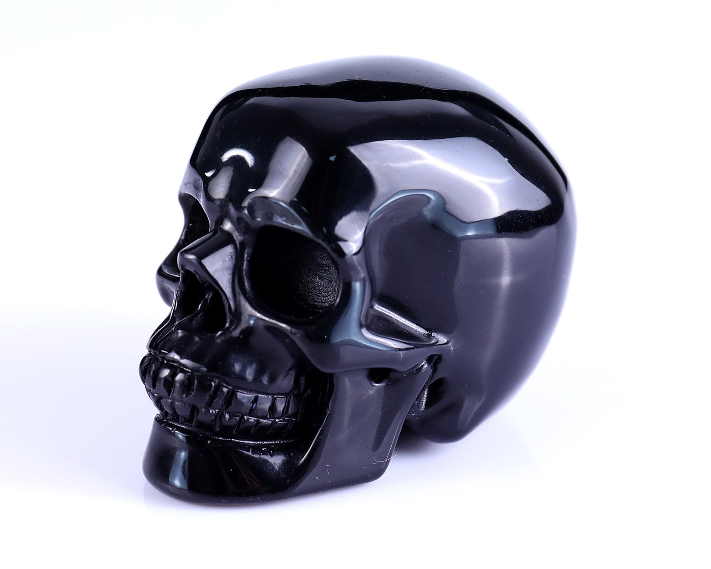 Nicedony 3.0" Black Obsidian Hand Carved Realistic Skull Sculpture - View 7