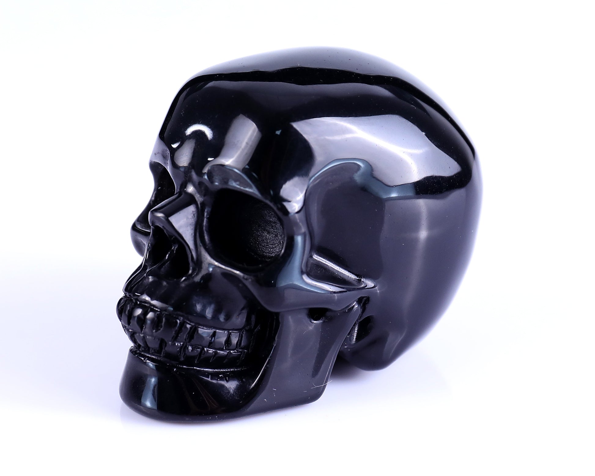 Nicedony 3.0" Black Obsidian Hand Carved Realistic Skull Sculpture - View 7