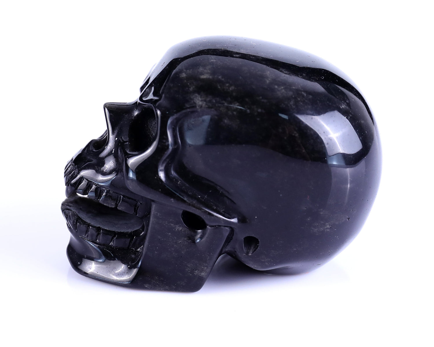 Nicedony 3.0" Black Obsidian Hand Carved Realistic Skull Sculpture (SKU: 5100156) - Photo 11