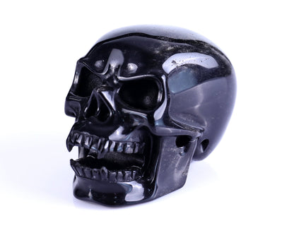 Nicedony 3.0" Black Obsidian Hand Carved Realistic Skull Sculpture - View 13
