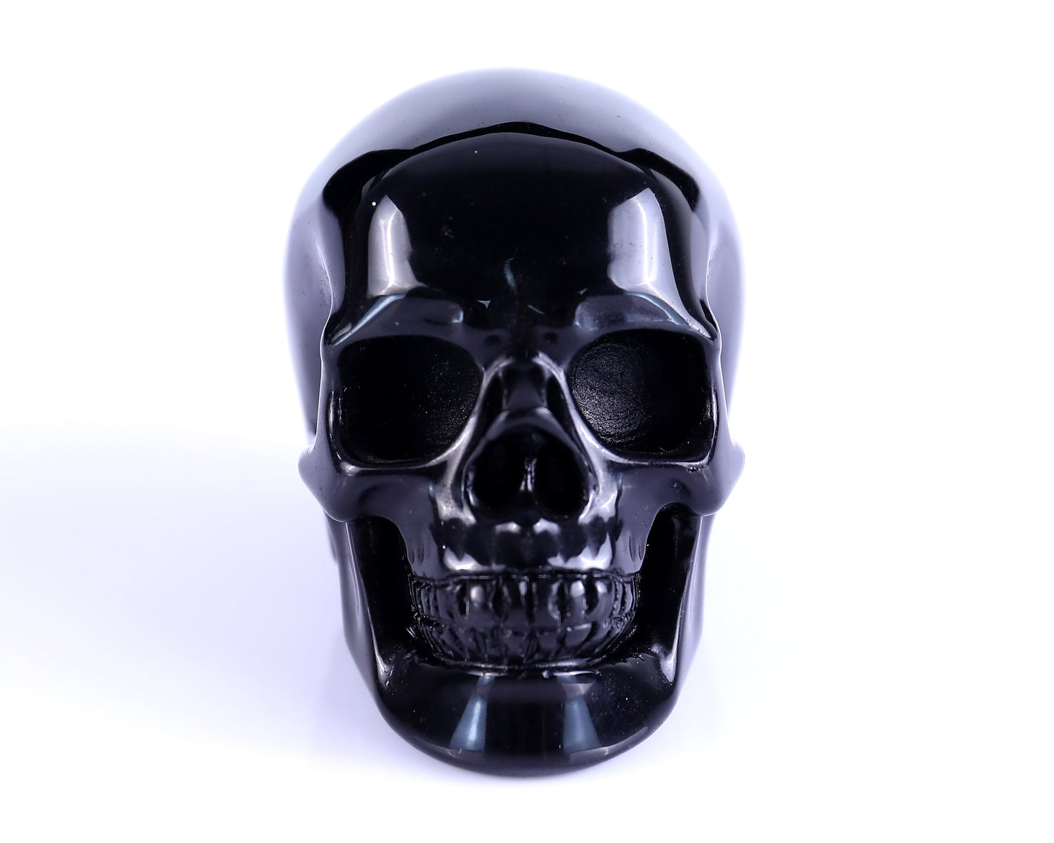 Nicedony 3.0" Black Obsidian Hand Carved Realistic Skull Sculpture (SKU: 5100151) - Photo 2