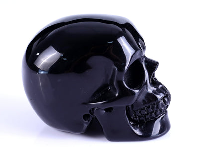 Nicedony 3.0" Black Obsidian Hand Carved Realistic Skull Sculpture - View 3