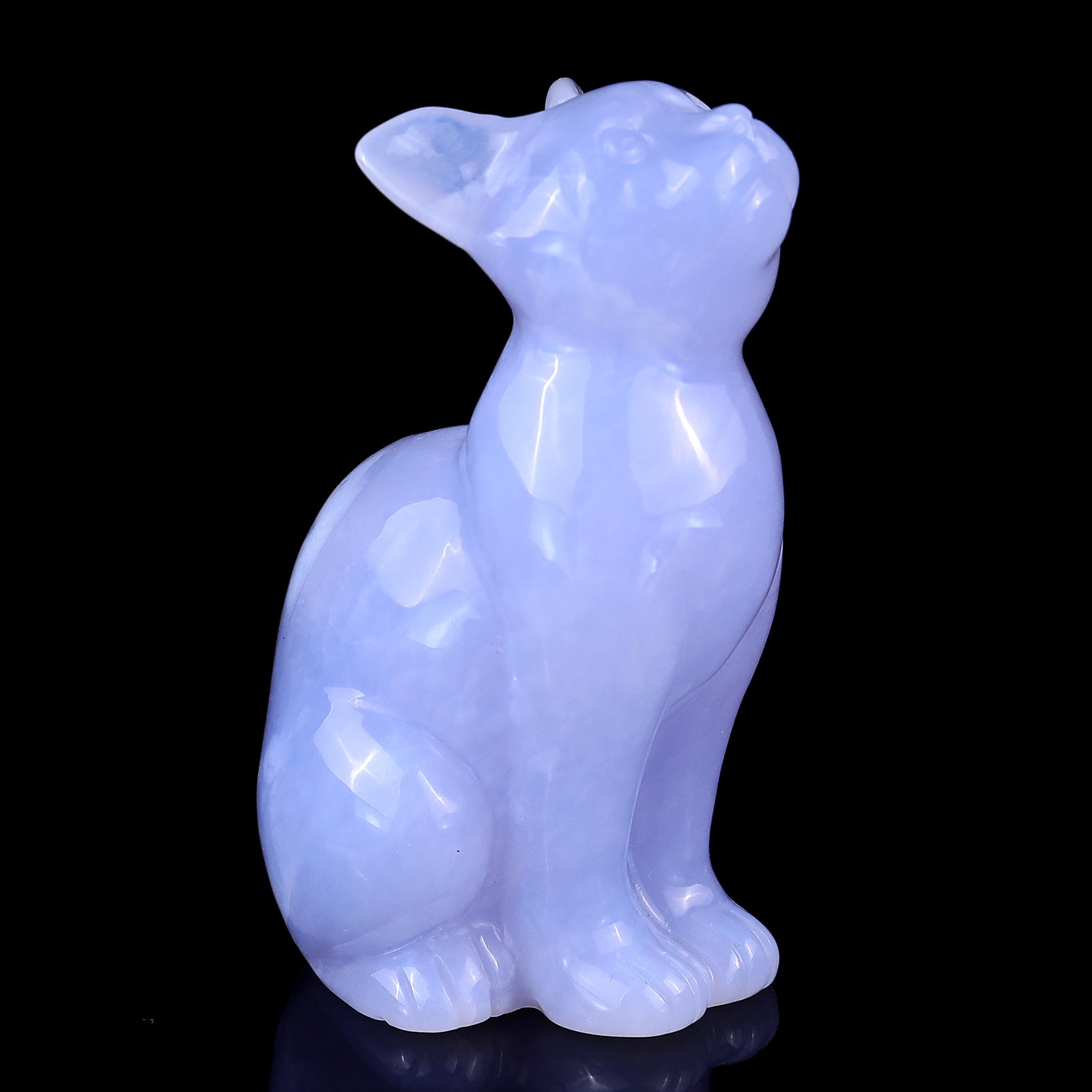 Nicedony 3.0" Blue Chalcedony Hand Carved Crystal Cat Sculpture - View 9