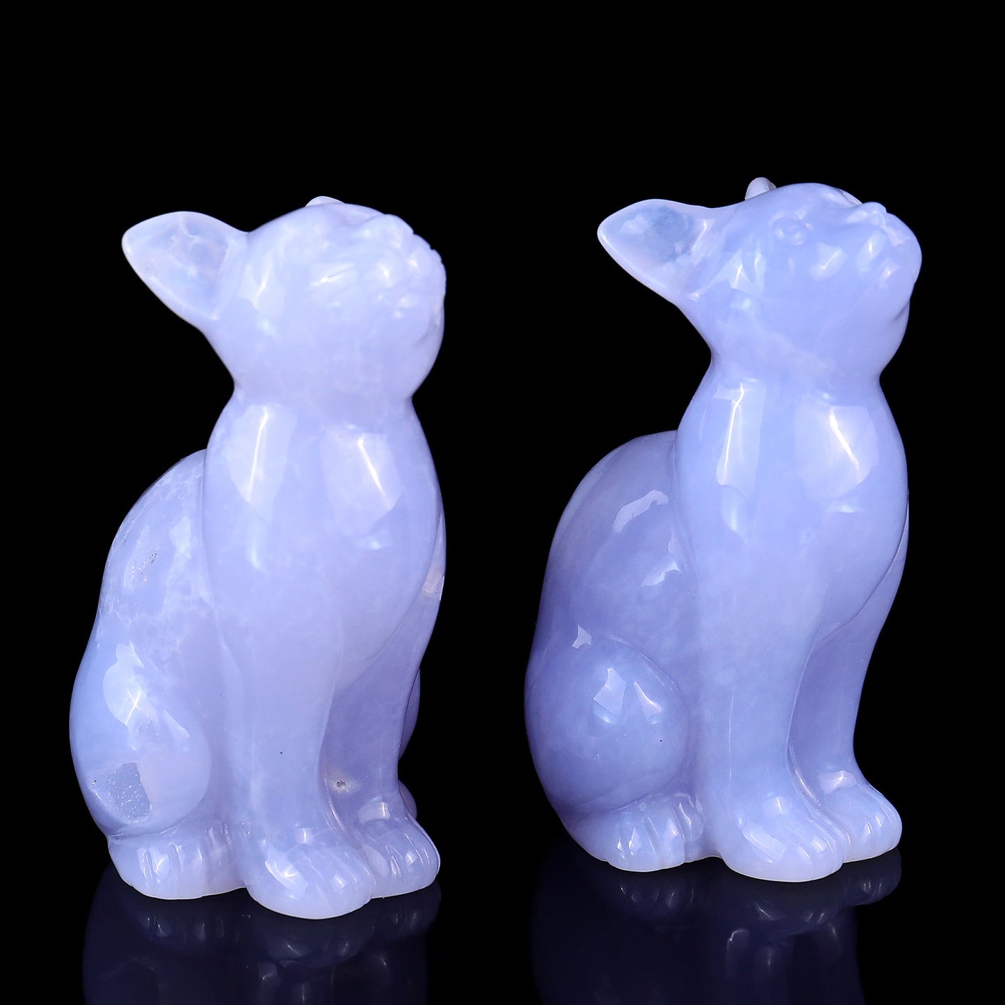 Nicedony 3.0" Blue Chalcedony Hand Carved Crystal Cat Sculpture - View 3