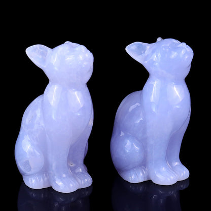 Nicedony 3.0" Blue Chalcedony Hand Carved Crystal Cat Sculpture - View 3
