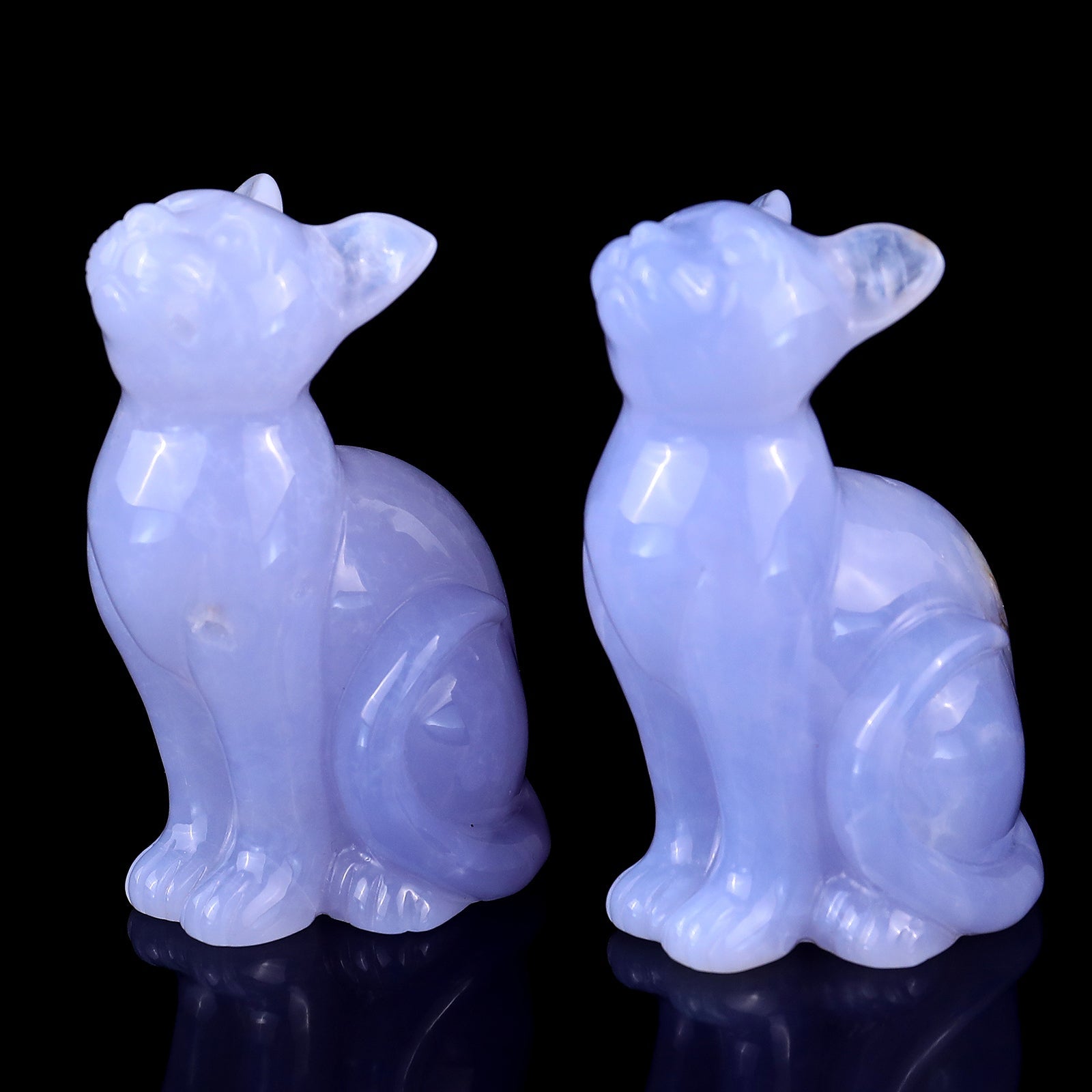 Nicedony 3.0" Blue Chalcedony Hand Carved Crystal Cat Sculpture - View 4